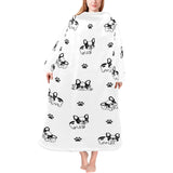Cute french bulldog paw pattern Blanket Robe with Sleeves
