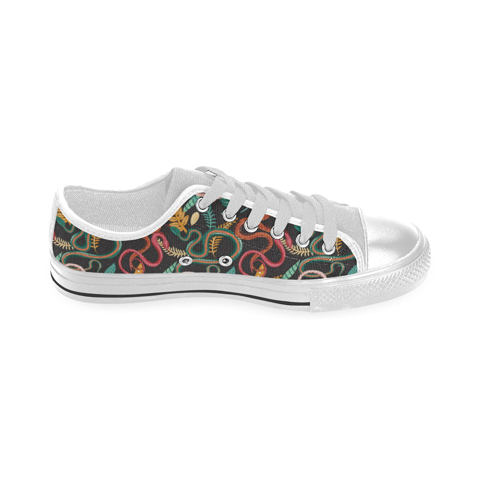Colorful snake plant pattern Men's Low Top Shoes White