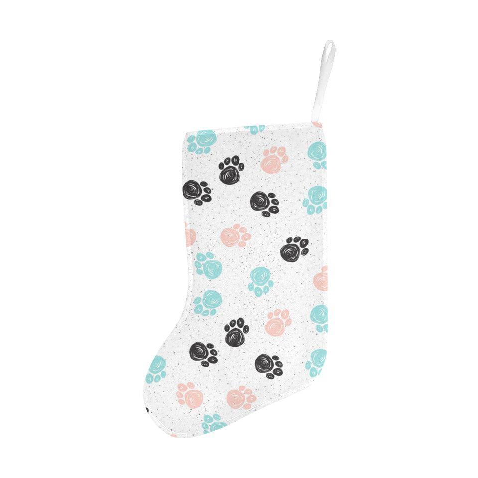 Dog Paws Pattern Print Design 04 Christmas Stocking