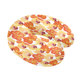 Orange yellow orchid flower pattern background U-Shaped Travel Neck Pillow