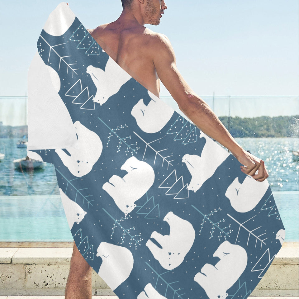 polar bear mother her child pattern Beach Towel