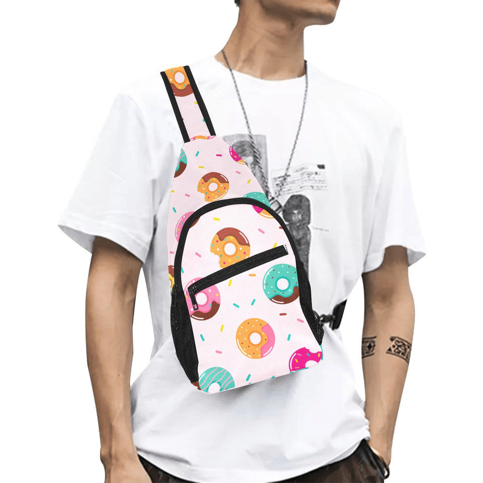 Donut pattern glaze pink background All Over Print Chest Bag