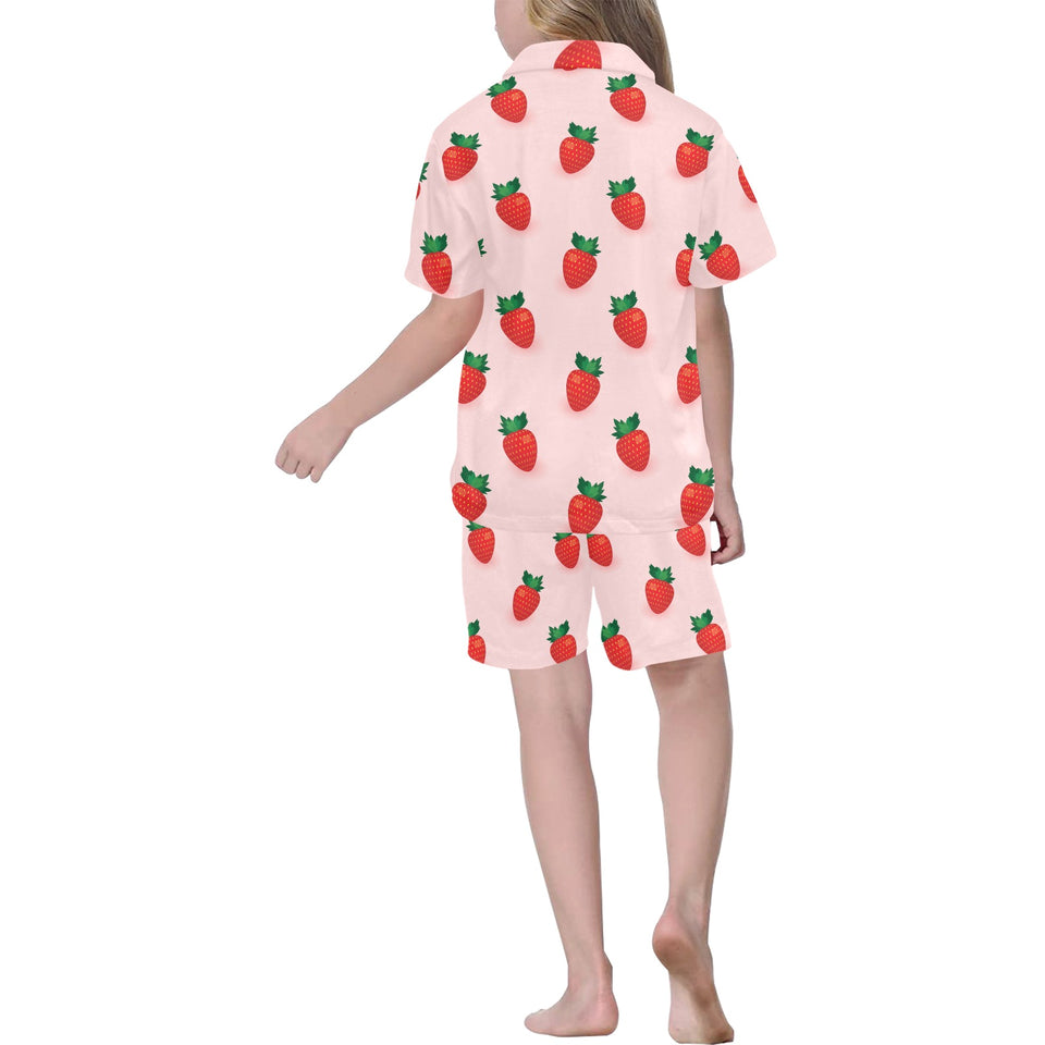 Strawberry beautiful pattern Kids' Boys' Girls' V-Neck Short Pajama Set