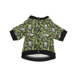 Cute sloths tropical palm leaves black background All Over Print Pet Dog Round Neck Fuzzy Shirt