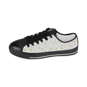 Christmas tree Christmas element Silver gold patte Kids' Boys' Girls' Low Top Canvas Shoes Black