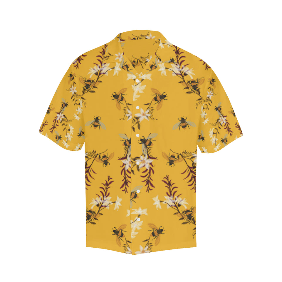 Bee flower pattern Men's All Over Print Hawaiian Shirt