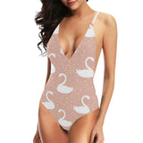 Swan flower light pink background Women's One-Piece Swimsuit