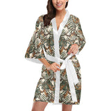 Monkey tropical leaves background Women's Short Kimono Robe
