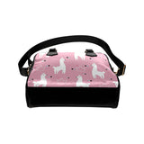 Llama Alpaca pink background Shoulder Handbag