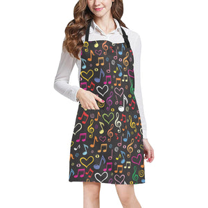 Music Notes Pattern Print Design 02 All Over Print Adjustable Apron