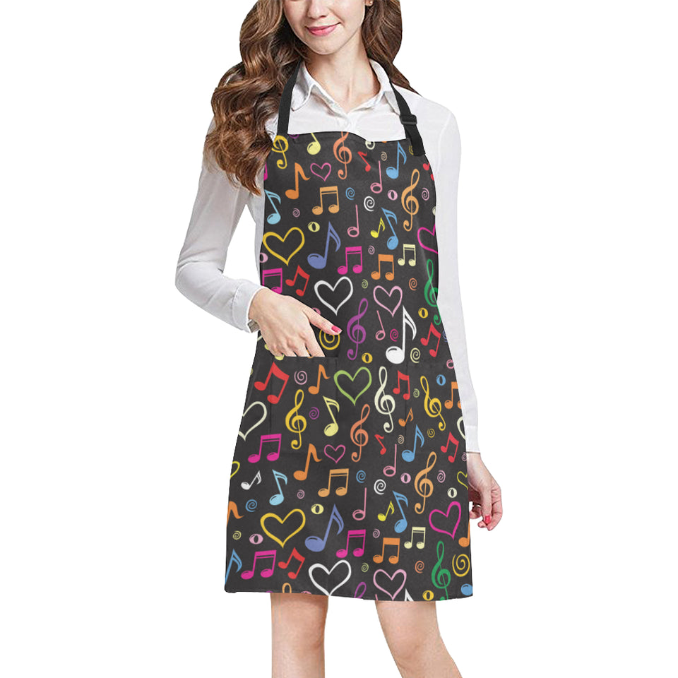 Music Notes Pattern Print Design 02 All Over Print Adjustable Apron