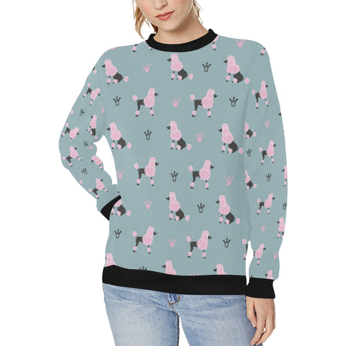 poodle dog pattern Women's Crew Neck Sweatshirt