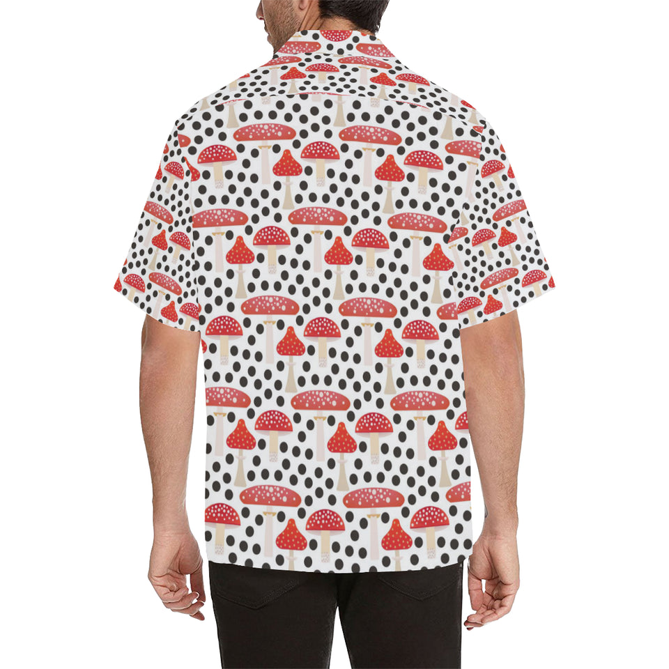 Red mushroom dot pattern Men's All Over Print Hawaiian Shirt