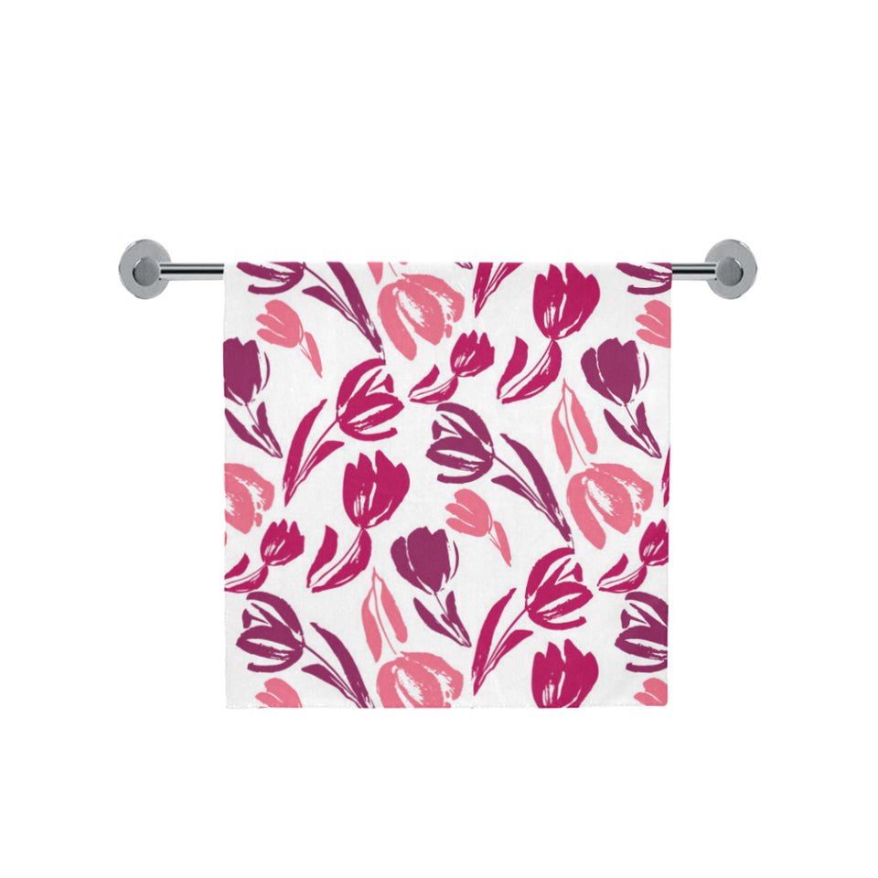 pink sketch tulip pattern Bath Towel