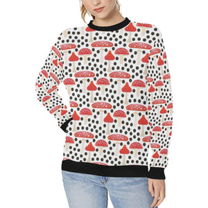 Red mushroom dot pattern Women's Crew Neck Sweatshirt