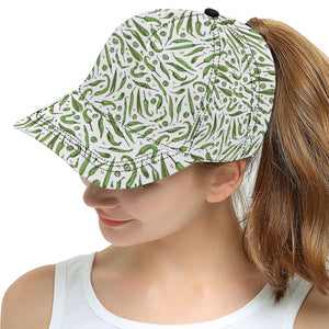 Hand drawn sketch style green Chili peppers patter All Over Print Snapback Cap