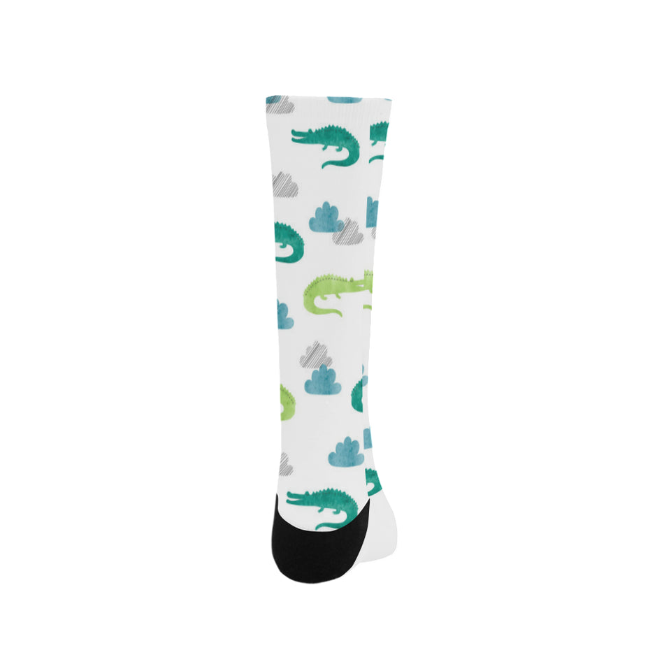 watercolor crocodile pattern Crew Socks