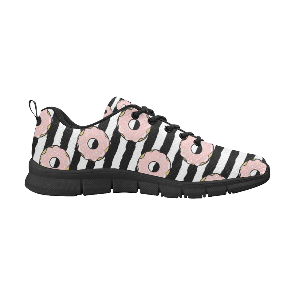 Donuts pink icing striped pattern Women's Sneaker Shoes