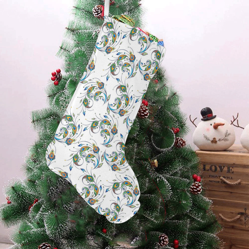 Peacock feather pattern Christmas Stocking
