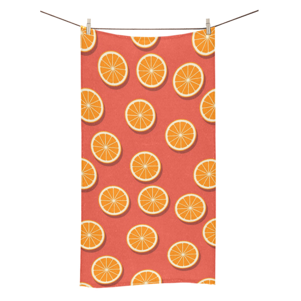 Oranges pattern red background Bath Towel