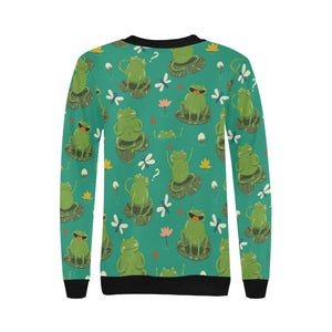 Cute frog dragonfly design pattern Women's Crew Neck Sweatshirt