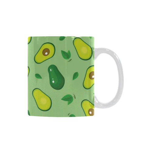 Avocado pattern green background Classical White Mug (Fulfilled In US)