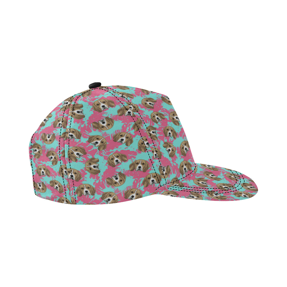 Beagle muzzles turquoise paint splashes pink patte All Over Print Snapback Cap