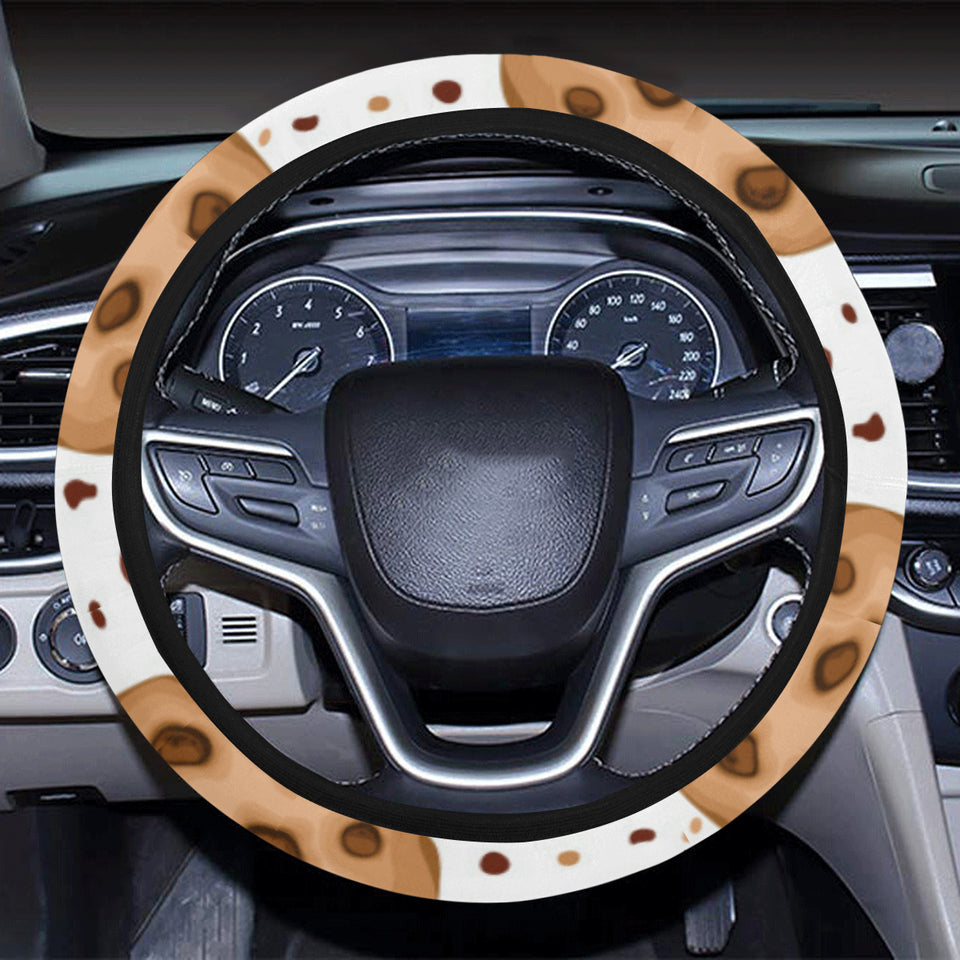 chocolate chip cookie pattern Car Steering Wheel Cover
