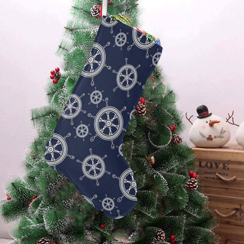nautical steering wheel design pattern Christmas Stocking