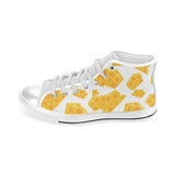 Cheese slice pattern Men's High Top Canvas Shoes White