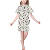 Pigeon Pattern Print Design 04 Kids' Boys' Girls' V-Neck Short Pajama Set