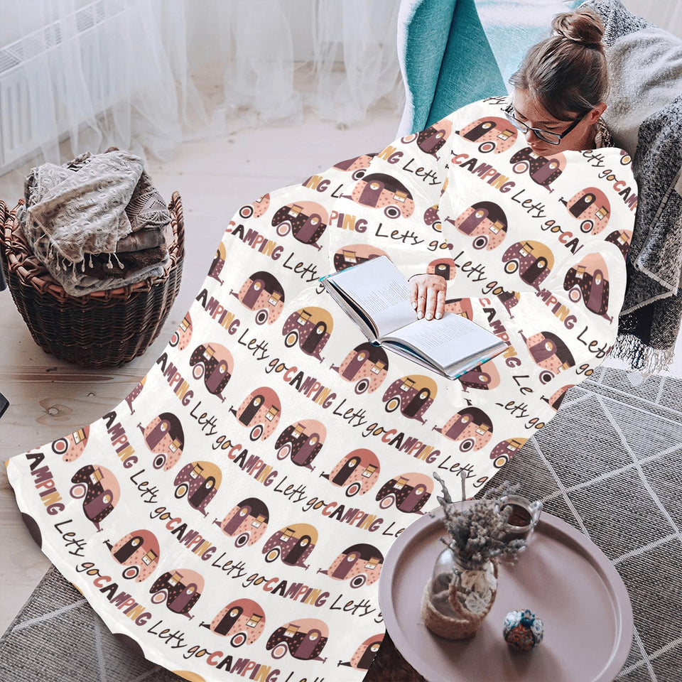 Camper Van Pattern Print Design 01 Blanket Robe with Sleeves