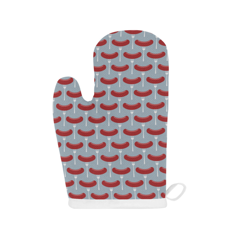 Sausage Pattern Print Design 02 Heat Resistant Oven Mitts