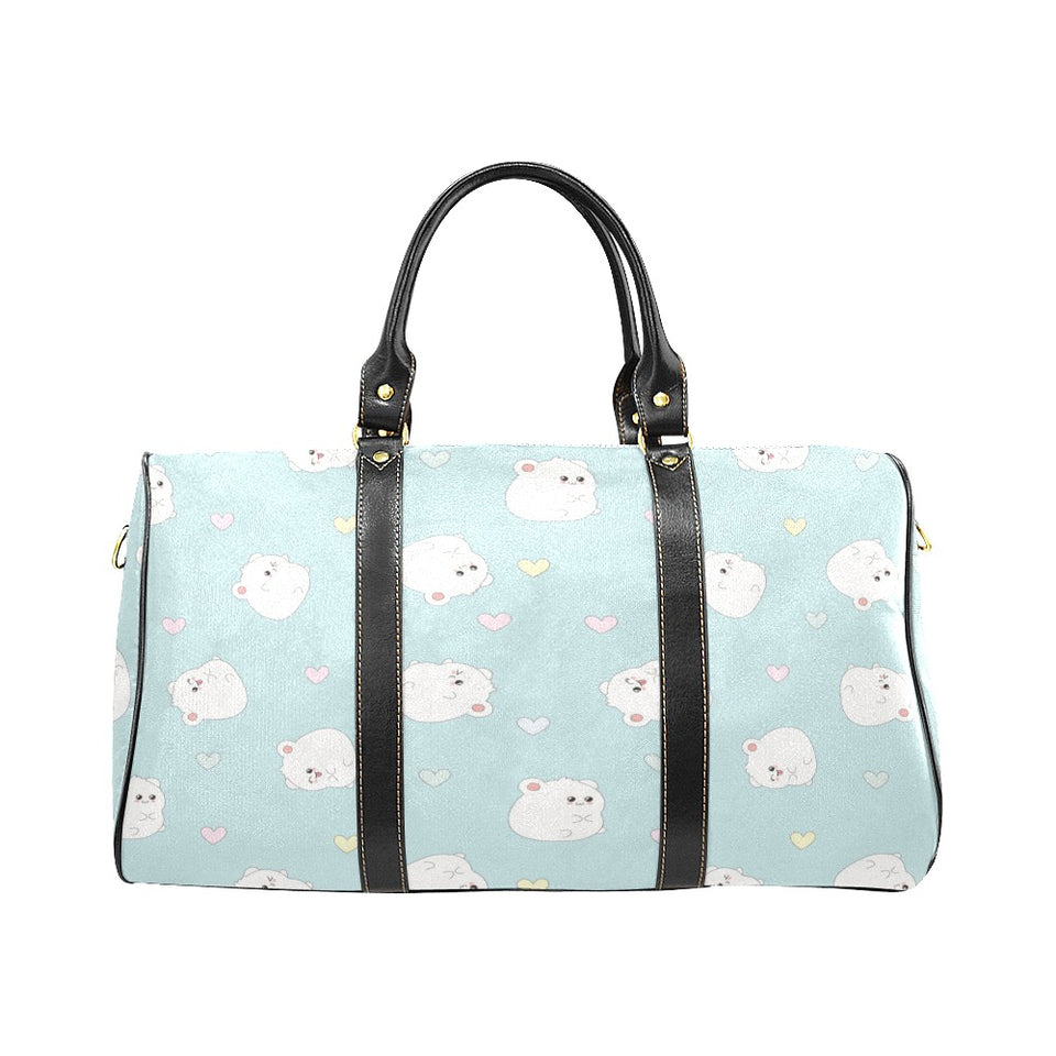 White cute hamsters heart pattern Travel Bag