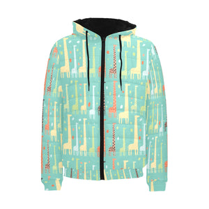 Giraffe Pattern Print Design 01 Men's Padded Hooded Jacket