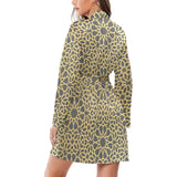 arabic star gold pattern Women's Long Sleeve Belted Night Robe