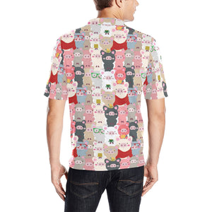 Pig Pattern Print Design 02 Men's All Over Print Polo Shirt