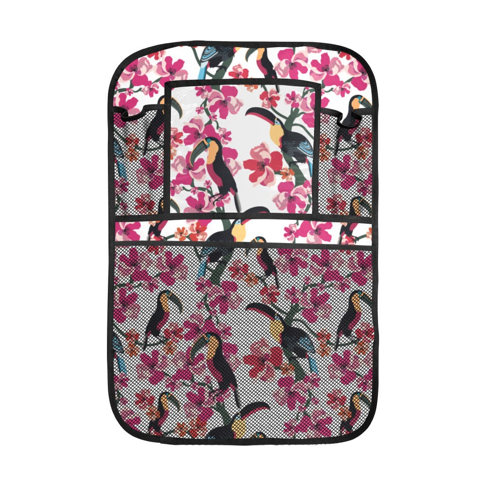 Toucan flower design pattern Car Seat Back Organizer
