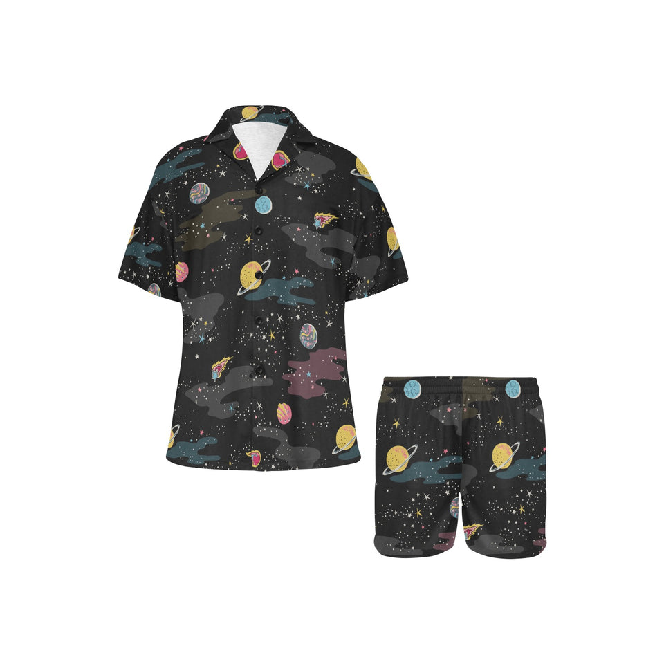 space pattern Women's V-Neck Short Pajama Set