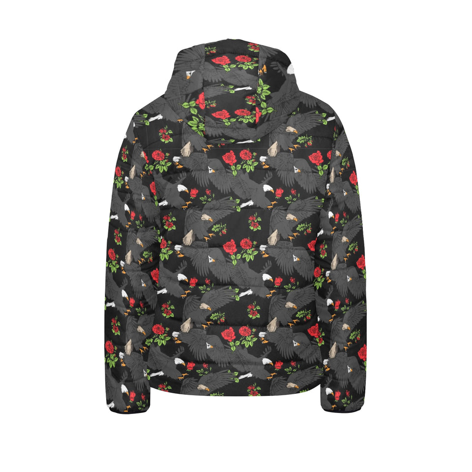 Eagle Pattern Print Design 04 Kids' Boys' Girls' Padded Hooded Jacket