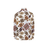 American football ball pattern Women's Long Sleeve Polo Shirt