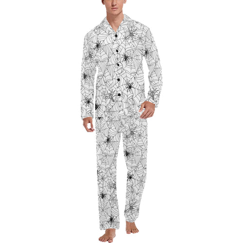 Spider web cobweb pattern Men's Long Pajama Set