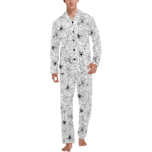 Spider web cobweb pattern Men's Long Pajama Set