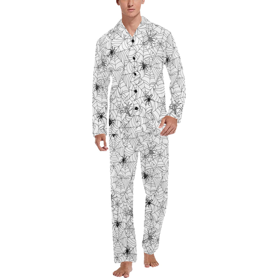 Spider web cobweb pattern Men's Long Pajama Set