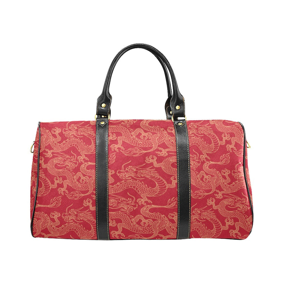 Gold dragons red background Travel Bag
