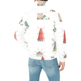 windmill design pattern Men's Padded Hooded Jacket