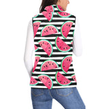 Watercolor paint textured watermelon pieces Women's Padded Vest