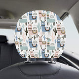 lama Alpaca cactus hand drawn pattern Car Headrest Cover