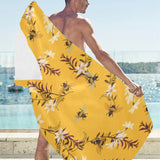 Bee flower pattern Beach Towel