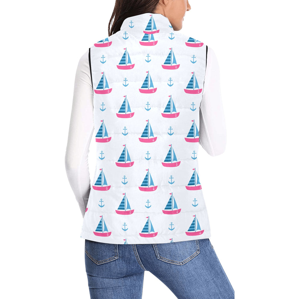Sailboat anchor pattern Women's Padded Vest